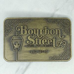 Vintage Bourbon Street Hotel Casino Las Vegas Belt Buckle Brass Tone ✨